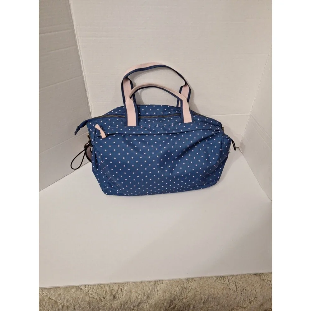 Matilda Jane The Essentials Diaper Bag Tote Navy Pink Polka Dot Travel Baby